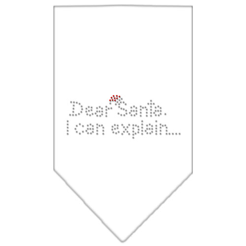 Dear Santa Rhinestone Bandana White Small